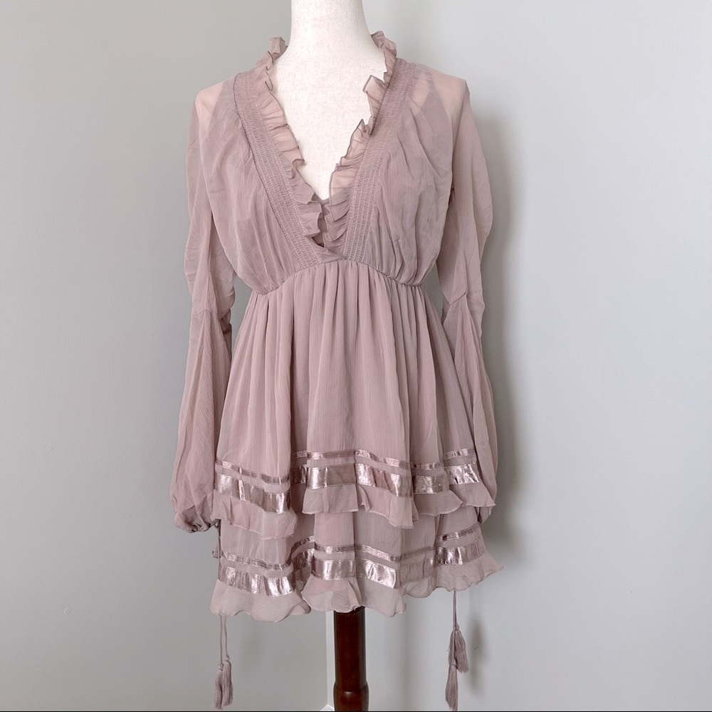NEW ASOS Design boho tiered tassel dress SZ 6